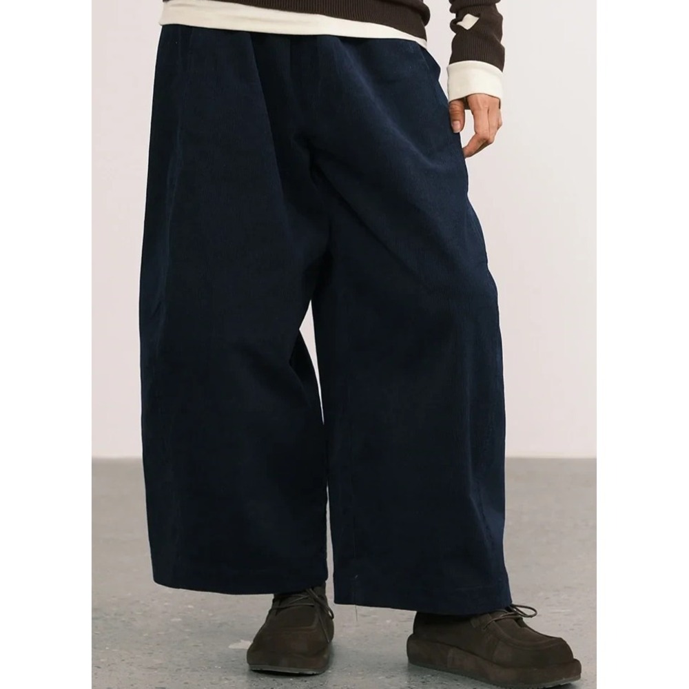 An Action a Day Corduroy Wide-Leg Lantern Ankle Pants Navy Blue Size XL NWTS